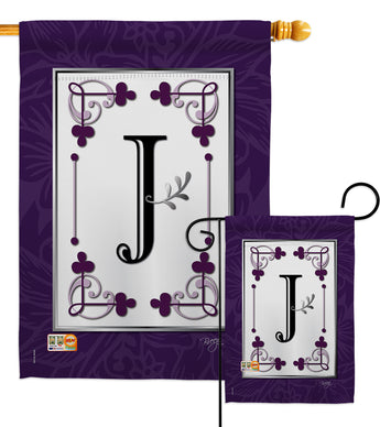 Classic J Initial - Simply Beauty Interests Vertical Impressions Decorative Flags HG130010 Made In USA