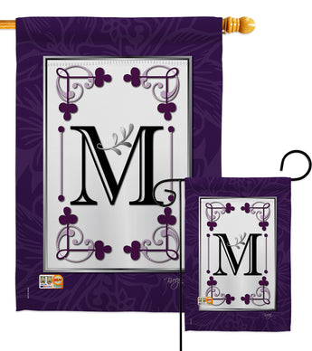 Classic M Initial - Simply Beauty Interests Vertical Impressions Decorative Flags HG130013 Made In USA