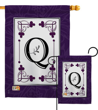 Classic Q Initial - Simply Beauty Interests Vertical Impressions Decorative Flags HG130017 Made In USA