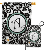 Damask A Initial - Simply Beauty Interests Vertical Impressions Decorative Flags HG130053 Made In USA