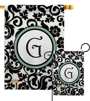 Damask G Initial - Simply Beauty Interests Vertical Impressions Decorative Flags HG130059 Made In USA