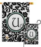 Damask U Initial - Simply Beauty Interests Vertical Impressions Decorative Flags HG130073 Made In USA
