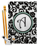 Damask A Initial - Simply Beauty Interests Vertical Impressions Decorative Flags HG130053 Made In USA