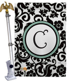 Damask C Initial - Simply Beauty Interests Vertical Impressions Decorative Flags HG130055 Made In USA