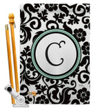 Damask C Initial - Simply Beauty Interests Vertical Impressions Decorative Flags HG130055 Made In USA