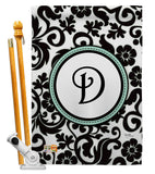 Damask D Initial - Simply Beauty Interests Vertical Impressions Decorative Flags HG130056 Made In USA