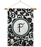 Damask F Initial - Simply Beauty Interests Vertical Impressions Decorative Flags HG130058 Made In USA