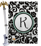 Damask K Initial - Simply Beauty Interests Vertical Impressions Decorative Flags HG130063 Made In USA