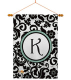 Damask K Initial - Simply Beauty Interests Vertical Impressions Decorative Flags HG130063 Made In USA