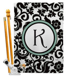 Damask K Initial - Simply Beauty Interests Vertical Impressions Decorative Flags HG130063 Made In USA