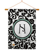 Damask N Initial - Simply Beauty Interests Vertical Impressions Decorative Flags HG130066 Made In USA