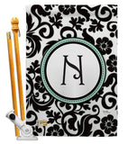 Damask N Initial - Simply Beauty Interests Vertical Impressions Decorative Flags HG130066 Made In USA