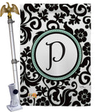 Damask P Initial - Simply Beauty Interests Vertical Impressions Decorative Flags HG130068 Made In USA