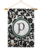 Damask P Initial - Simply Beauty Interests Vertical Impressions Decorative Flags HG130068 Made In USA