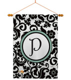 Damask P Initial - Simply Beauty Interests Vertical Impressions Decorative Flags HG130068 Made In USA