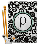 Damask P Initial - Simply Beauty Interests Vertical Impressions Decorative Flags HG130068 Made In USA