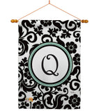 Damask Q Initial - Simply Beauty Interests Vertical Impressions Decorative Flags HG130069 Made In USA