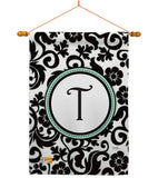 Damask T Initial - Simply Beauty Interests Vertical Impressions Decorative Flags HG130072 Made In USA