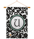 Damask U Initial - Simply Beauty Interests Vertical Impressions Decorative Flags HG130073 Made In USA