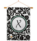 Damask X Initial - Simply Beauty Interests Vertical Impressions Decorative Flags HG130076 Made In USA