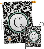 Damask C Initial - Simply Beauty Interests Vertical Impressions Decorative Flags HG130055 Made In USA