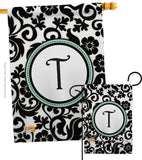 Damask T Initial - Simply Beauty Interests Vertical Impressions Decorative Flags HG130072 Made In USA