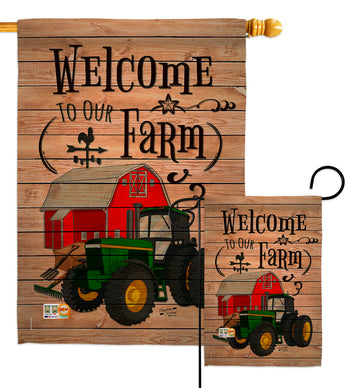 Welcome to our Farm - Southern Country & Primitive Vertical Impressions Decorative Flags HG137013 Made In USA