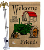 Welcome Friends Y'all - Southern Country & Primitive Vertical Impressions Decorative Flags HG137190 Made In USA