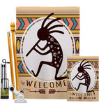 Welcome Kokopelli Dance - Southwest Country & Primitive Vertical Impressions Decorative Flags HG115144 Made In USA