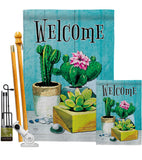 Succulent Welcome - Southwest Country & Primitive Vertical Impressions Decorative Flags HG115253 Made In USA