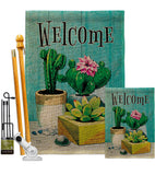 Succulent Welcome - Southwest Country & Primitive Vertical Impressions Decorative Flags HG115253 Made In USA