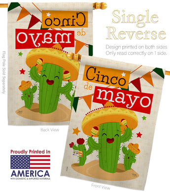 Cactus Fiesta Cinco de Mayo - Southwest Country & Primitive Vertical Impressions Decorative Flags HG115127 Made In USA