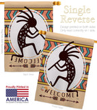 Welcome Kokopelli Dance - Southwest Country & Primitive Vertical Impressions Decorative Flags HG115144 Made In USA