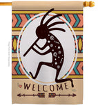 Welcome Kokopelli Dance - Southwest Country & Primitive Vertical Impressions Decorative Flags HG115144 Made In USA