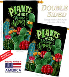 Cactus Make Me Happy - Southwest Country & Primitive Vertical Impressions Decorative Flags HG115252 Made In USA