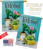 Succulent Welcome - Southwest Country & Primitive Vertical Impressions Decorative Flags HG115253 Made In USA