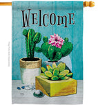 Succulent Welcome - Southwest Country & Primitive Vertical Impressions Decorative Flags HG115253 Made In USA