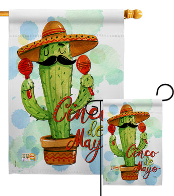 Mr Cactus Cinco de Mayo - Southwest Country & Primitive Vertical Impressions Decorative Flags HG115130 Made In USA