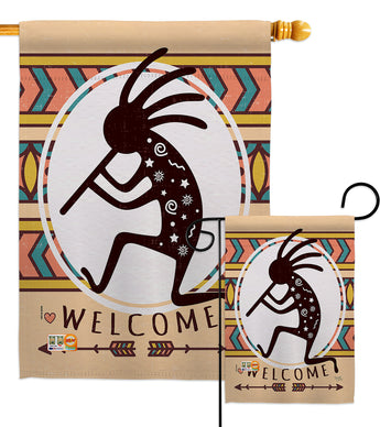 Welcome Kokopelli Dance - Southwest Country & Primitive Vertical Impressions Decorative Flags HG115144 Made In USA