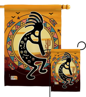 Kokopelli Playing Flute - Southwest Country & Primitive Vertical Impressions Decorative Flags HG115145 Made In USA