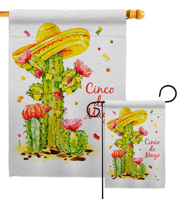 Cactus Cinco de Mayo - Southwest Country & Primitive Vertical Impressions Decorative Flags HG115178 Made In USA