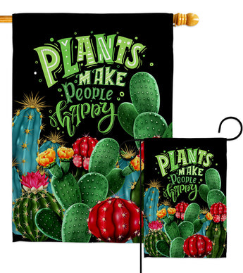 Cactus Make Me Happy - Southwest Country & Primitive Vertical Impressions Decorative Flags HG115252 Made In USA