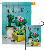 Succulent Welcome - Southwest Country & Primitive Vertical Impressions Decorative Flags HG115253 Made In USA