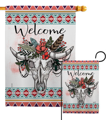 Bohemian Skull - Southwest Country & Primitive Vertical Impressions Decorative Flags HG137274 Made In USA