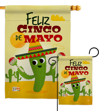 Feliz Cinco de Mayo - Southwest Country & Primitive Vertical Impressions Decorative Flags HG192058 Made In USA