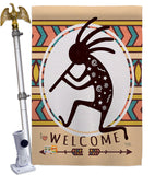 Welcome Kokopelli Dance - Southwest Country & Primitive Vertical Impressions Decorative Flags HG115144 Made In USA