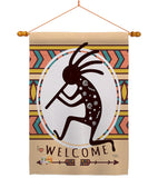 Welcome Kokopelli Dance - Southwest Country & Primitive Vertical Impressions Decorative Flags HG115144 Made In USA