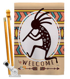 Welcome Kokopelli Dance - Southwest Country & Primitive Vertical Impressions Decorative Flags HG115144 Made In USA