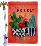 Prickly But Beautiful - Southwest Country & Primitive Vertical Impressions Decorative Flags HG115227 Made In USA
