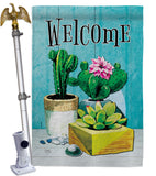 Succulent Welcome - Southwest Country & Primitive Vertical Impressions Decorative Flags HG115253 Made In USA